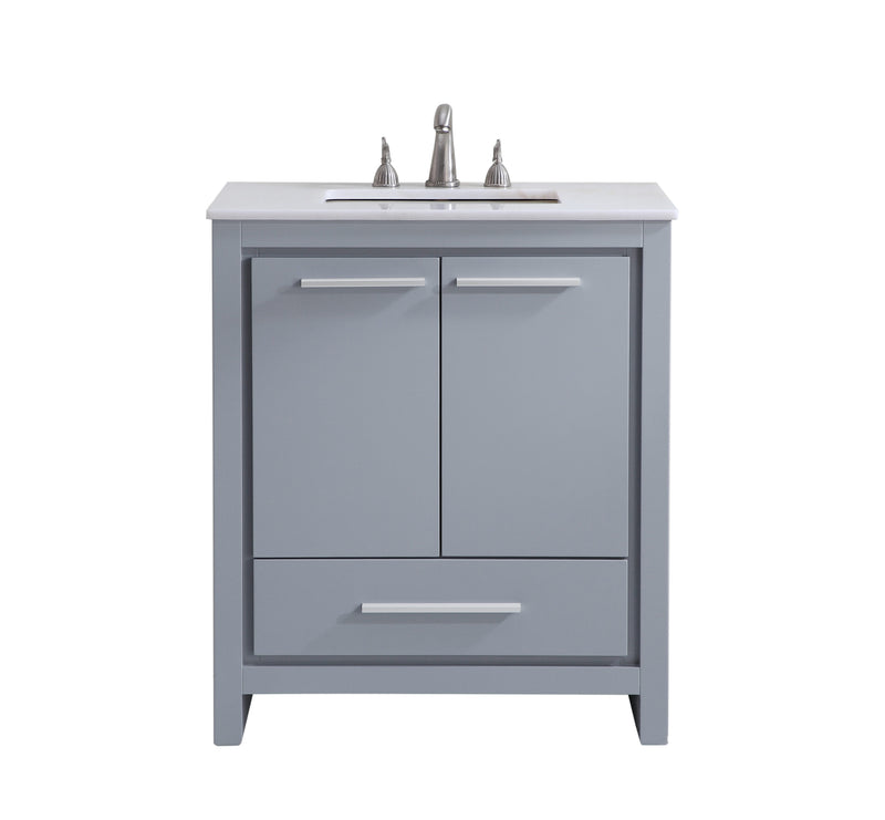 Ever Living Alpha 30-Inch Single Sink Vanity in Light Grey with a White Engineered Marble Countertop, VF-1028-VW, FINAL PRICE: $399.99 + TAX [FBM-132]