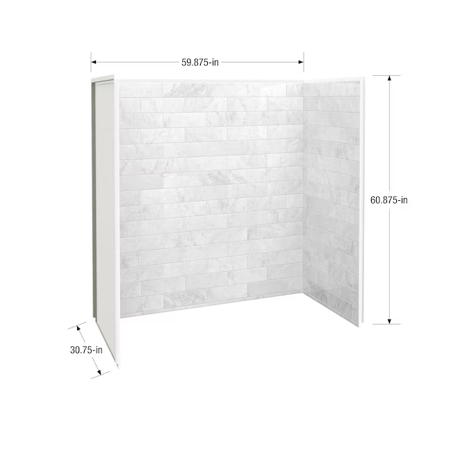 MAAX Utile 60-in L x 30-in W x 60-in H Marble Carrara 3-Piece Direct to Stud Bathtub Back Wall Panel, 103424-307-508-800  #805771 *JR2509, Retail: $2,040.00, FINAL PRICE: $799.99 + TAX
