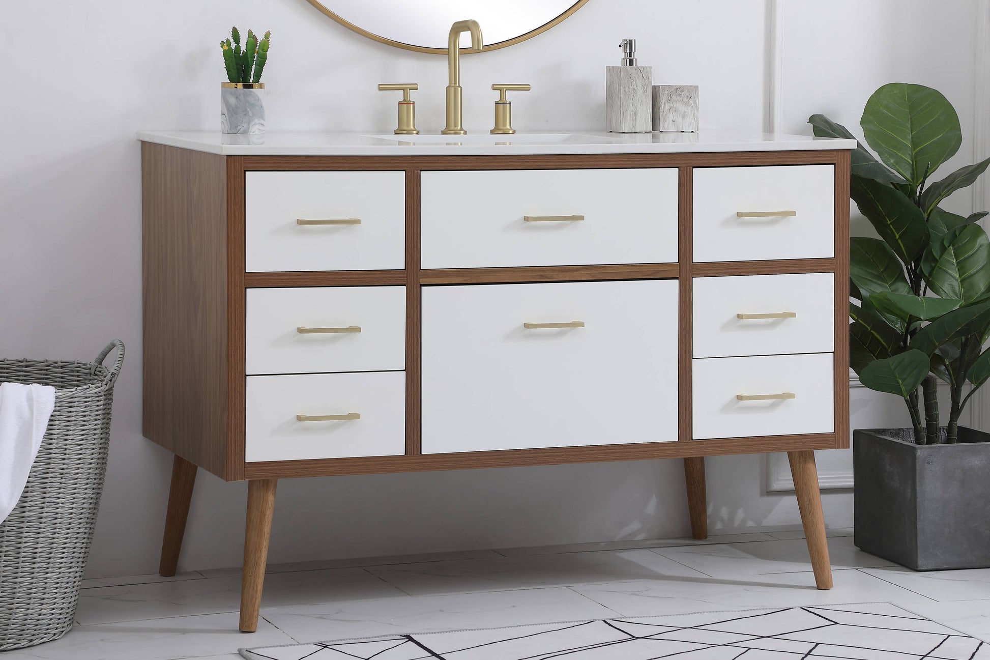 Ever Living Fawn 48-Inch Single Sink Vanity in Natural White with a Countertop, VF41048WH, FINAL PRICE: $699.99 + TAX [FBM-130]