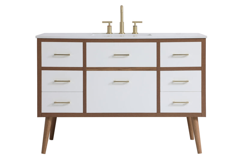 Ever Living Fawn 48-Inch Single Sink Vanity in Natural White with a Countertop, VF41048WH, FINAL PRICE: $699.99 + TAX [FBM-130]