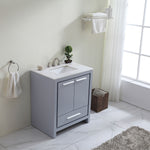 Ever Living Alpha 30-Inch Single Sink Vanity in Light Grey with a White Engineered Marble Countertop, VF-1028-VW, FINAL PRICE: $399.99 + TAX [FBM-132]