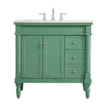 Ever Living Charlie 36-Inch Single Sink Vanity in Vintage Mint with a White And Brown Vein Marble Countertop, VF12336VM-VW, FINAL PRICE: $599.99 + TAX [FBM-134]