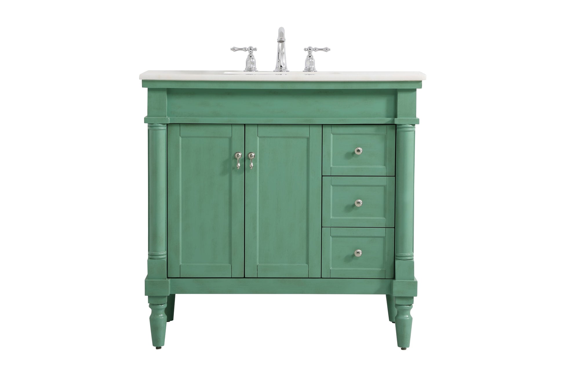 Ever Living Charlie 36-Inch Single Sink Vanity in Vintage Mint with a White And Brown Vein Marble Countertop, VF12336VM-VW, FINAL PRICE: $599.99 + TAX [FBM-134]