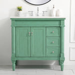 Ever Living Charlie 36-Inch Single Sink Vanity in Vintage Mint with a White And Brown Vein Marble Countertop, VF12336VM-VW, FINAL PRICE: $599.99 + TAX [FBM-134]