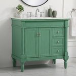 Ever Living Charlie 36-Inch Single Sink Vanity in Vintage Mint with a White And Brown Vein Marble Countertop, VF12336VM-VW, FINAL PRICE: $599.99 + TAX [FBM-134]