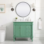 Ever Living Charlie 36-Inch Single Sink Vanity in Vintage Mint with a White And Brown Vein Marble Countertop, VF12336VM-VW, FINAL PRICE: $599.99 + TAX [FBM-134]