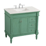 Ever Living Charlie 36-Inch Single Sink Vanity in Vintage Mint with a White And Brown Vein Marble Countertop, VF12336VM-VW, FINAL PRICE: $599.99 + TAX [FBM-134]