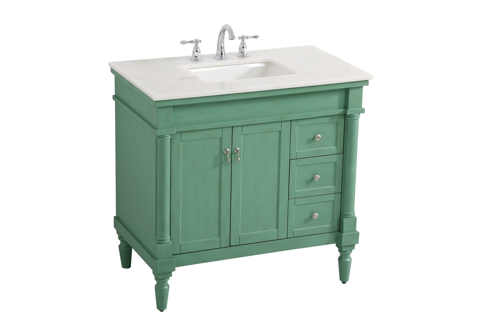 Ever Living Charlie 36-Inch Single Sink Vanity in Vintage Mint with a White And Brown Vein Marble Countertop, VF12336VM-VW, FINAL PRICE: $599.99 + TAX [FBM-134]