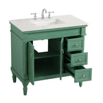 Ever Living Charlie 36-Inch Single Sink Vanity in Vintage Mint with a White And Brown Vein Marble Countertop, VF12336VM-VW, FINAL PRICE: $599.99 + TAX [FBM-134]