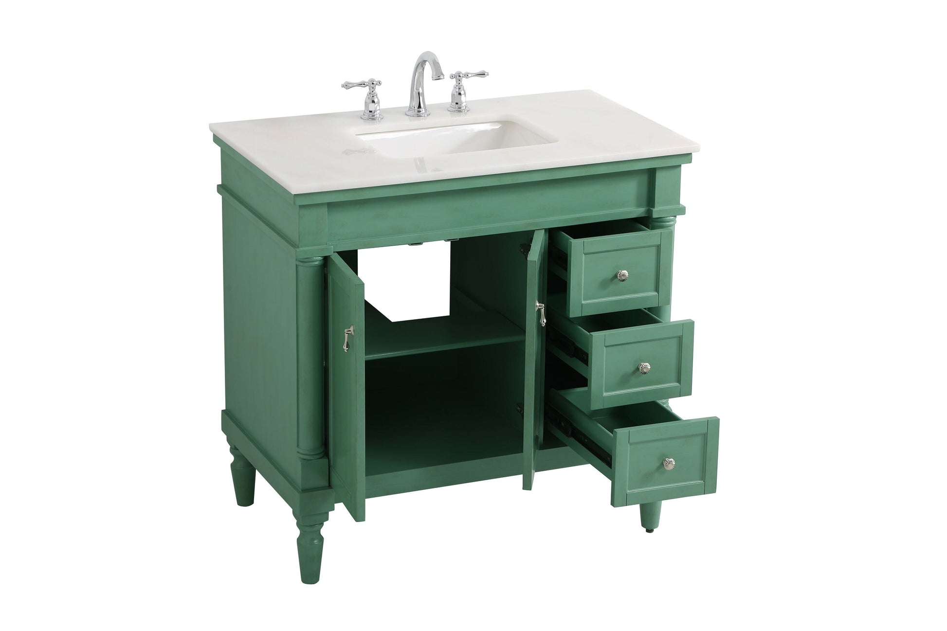Ever Living Charlie 36-Inch Single Sink Vanity in Vintage Mint with a White And Brown Vein Marble Countertop, VF12336VM-VW, FINAL PRICE: $599.99 + TAX [FBM-134]