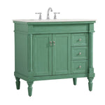 Ever Living Charlie 36-Inch Single Sink Vanity in Vintage Mint with a White And Brown Vein Marble Countertop, VF12336VM-VW, FINAL PRICE: $599.99 + TAX [FBM-134]