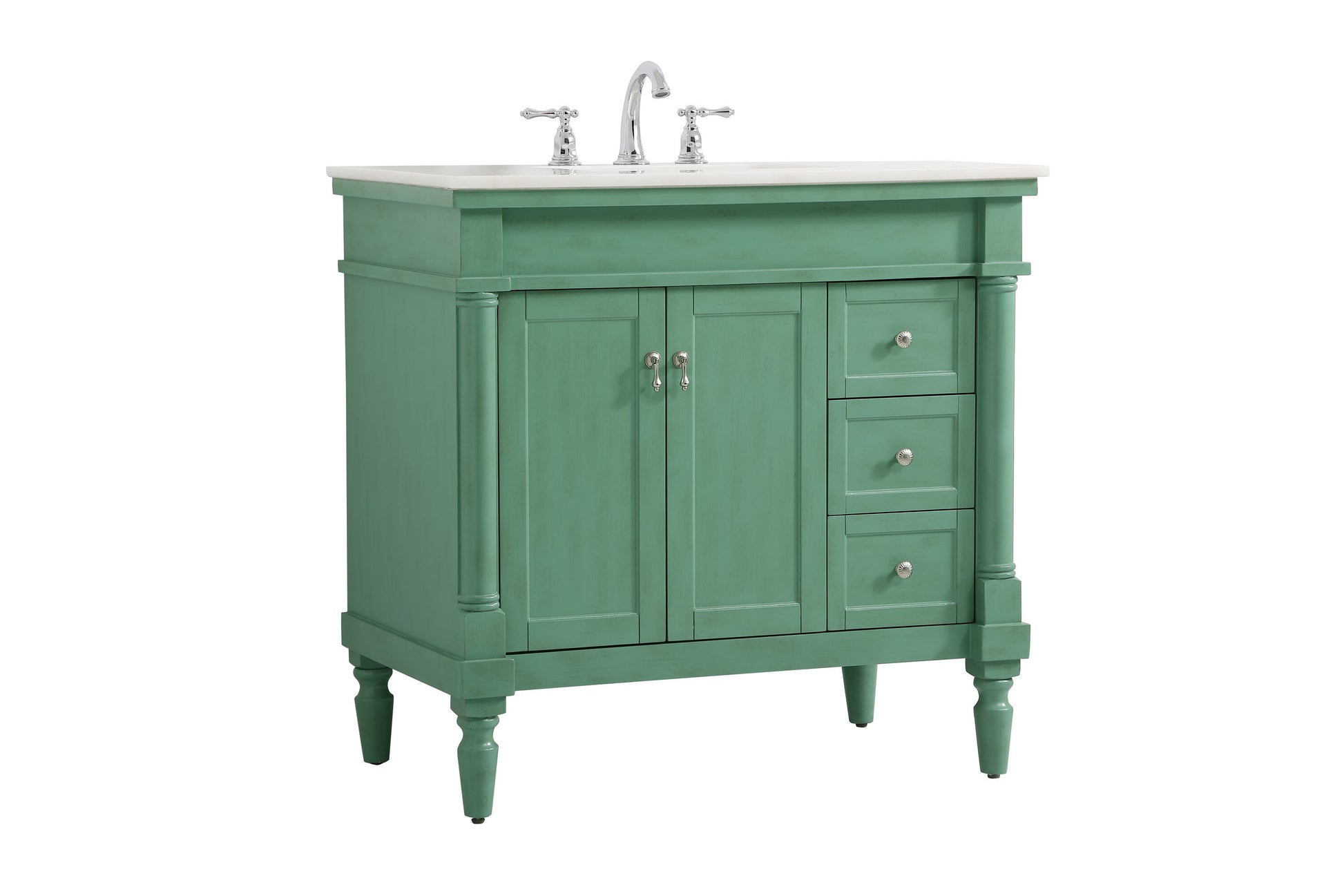Ever Living Charlie 36-Inch Single Sink Vanity in Vintage Mint with a White And Brown Vein Marble Countertop, VF12336VM-VW, FINAL PRICE: $599.99 + TAX [FBM-134]