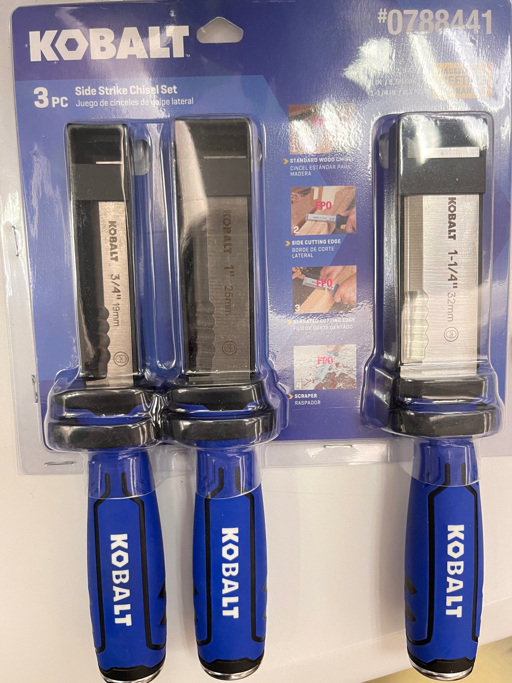 Kobalt Side Strike 3 -Pack Woodworking Chisel Set, FINAL PRICE: $14.99 + TAX [FBM-310]