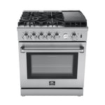 FORNO Lazio 30-in 5 burners 4.32-cu ft Air Fry Convection Oven Freestanding Natural Gas Range ( Stainless steel )