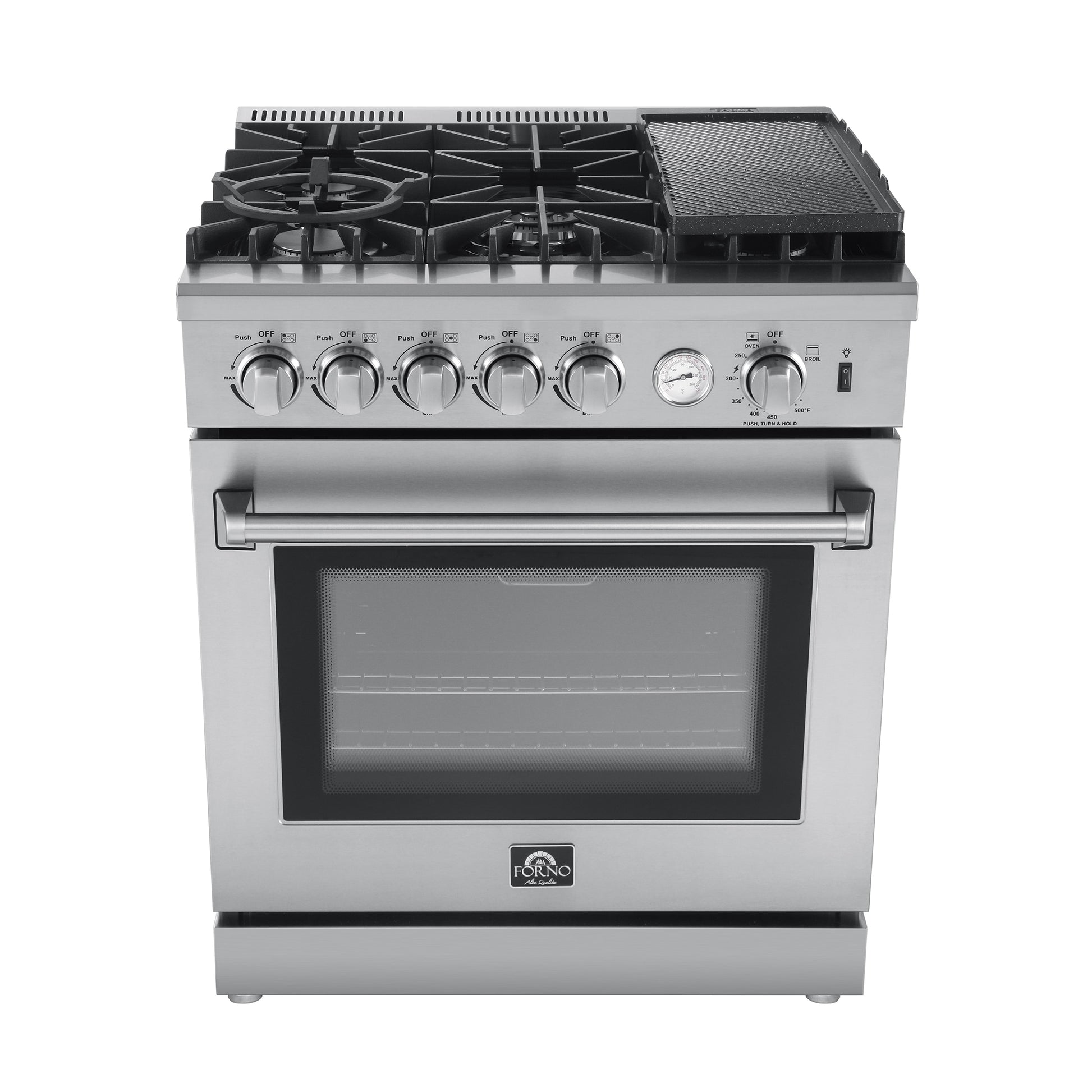 FORNO Lazio 30-in 5 burners 4.32-cu ft Air Fry Convection Oven Freestanding Natural Gas Range ( Stainless steel )