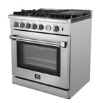FORNO Lazio 30-in 5 burners 4.32-cu ft Air Fry Convection Oven Freestanding Natural Gas Range ( Stainless steel )