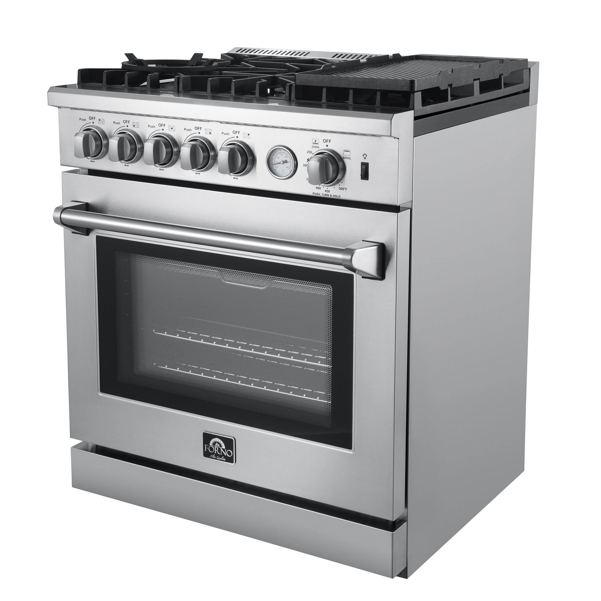 FORNO Lazio 30-in 5 burners 4.32-cu ft Air Fry Convection Oven Freestanding Natural Gas Range ( Stainless steel )