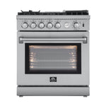 FORNO Lazio 30-in 5 burners 4.32-cu ft Air Fry Convection Oven Freestanding Natural Gas Range ( Stainless steel )