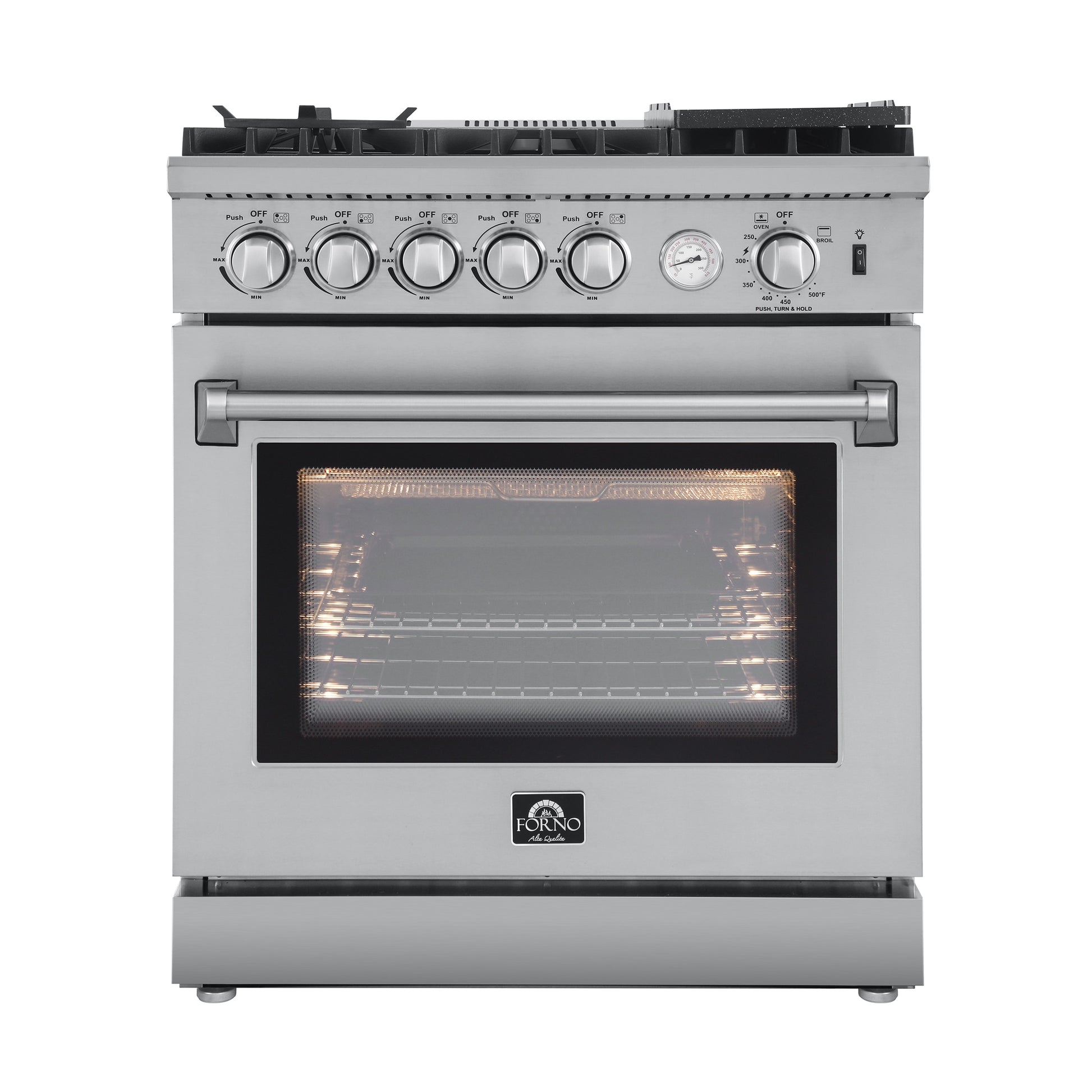 FORNO Lazio 30-in 5 burners 4.32-cu ft Air Fry Convection Oven Freestanding Natural Gas Range ( Stainless steel )