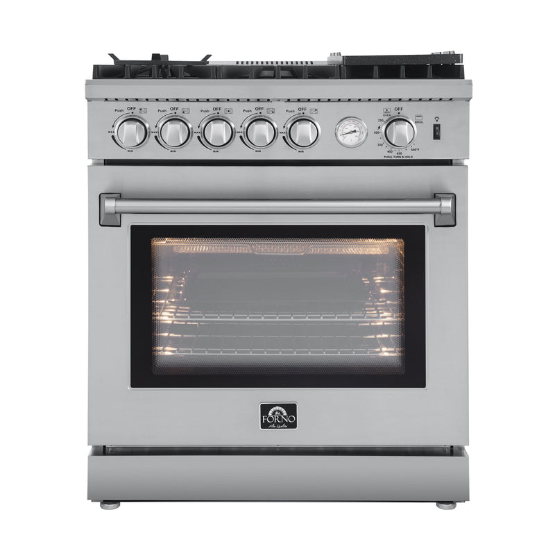 FORNO Lazio 30-in 5 burners 4.32-cu ft Air Fry Convection Oven Freestanding Natural Gas Range ( Stainless steel )
