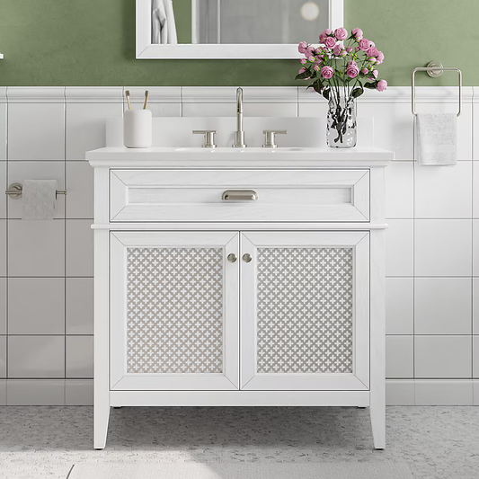 Nicole Curtis Northville 36-in White Oak Vanity with White Engineered Stone Top, 1922VA-36-341-901-UM, FINAL PRICE: $599.99 + Tax