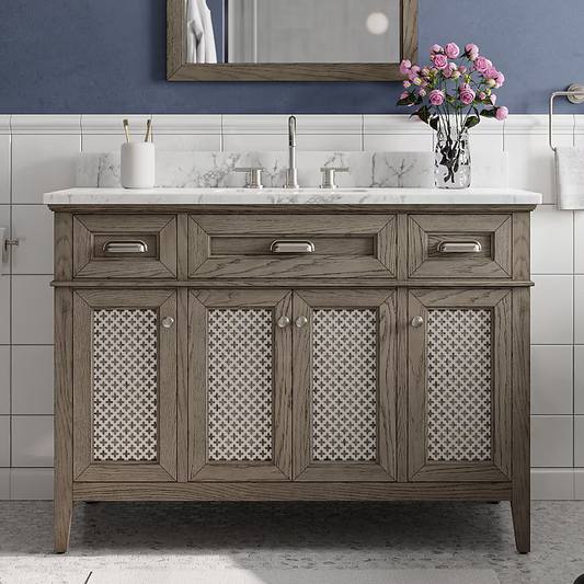 Nicole Curtis Northville 48-in Rustic Taupe Oak Undermount Single Sink Bathroom Vanity with White Engineered Stone Top, 1922VA-48-267-901-UM, FINAL PRICE: $749.99 + Tax
