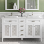 Nicole Curtis Northville 60-in Matte White Oak Semi-Recessed Double Sink Bathroom Vanity with Carrara Natural Marble Top, 1922VA-60-341-900-SR, FINAL PRICE: $1,299.99 + Tax