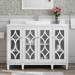 Kathy Ireland Home Southport 48-in White Oak Semi-Recessed Single Sink Bathroom Vanity with White Engineered Stone Top, 1591VA-48-241-925-SR, FINAL PRICE: $559.99 + Tax