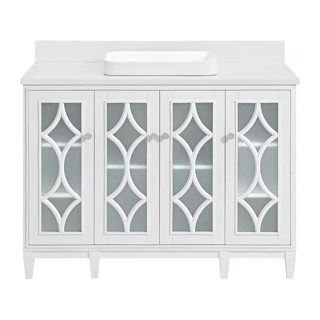 Kathy Ireland Home Southport 48-in White Oak Semi-Recessed Single Sink Bathroom Vanity with White Engineered Stone Top, 1591VA-48-241-925-SR, FINAL PRICE: $559.99 + Tax