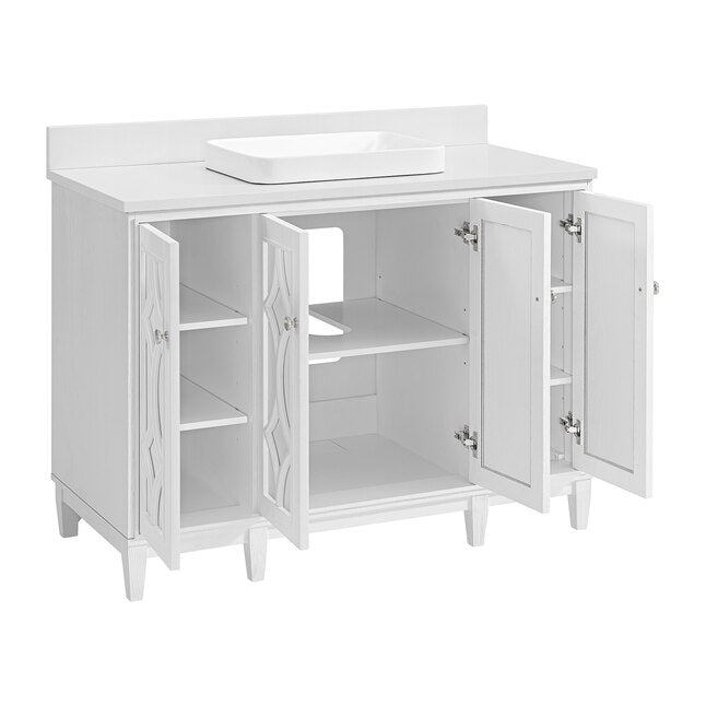 Kathy Ireland Home Southport 48-in White Oak Semi-Recessed Single Sink Bathroom Vanity with White Engineered Stone Top, 1591VA-48-241-925-SR, FINAL PRICE: $559.99 + Tax