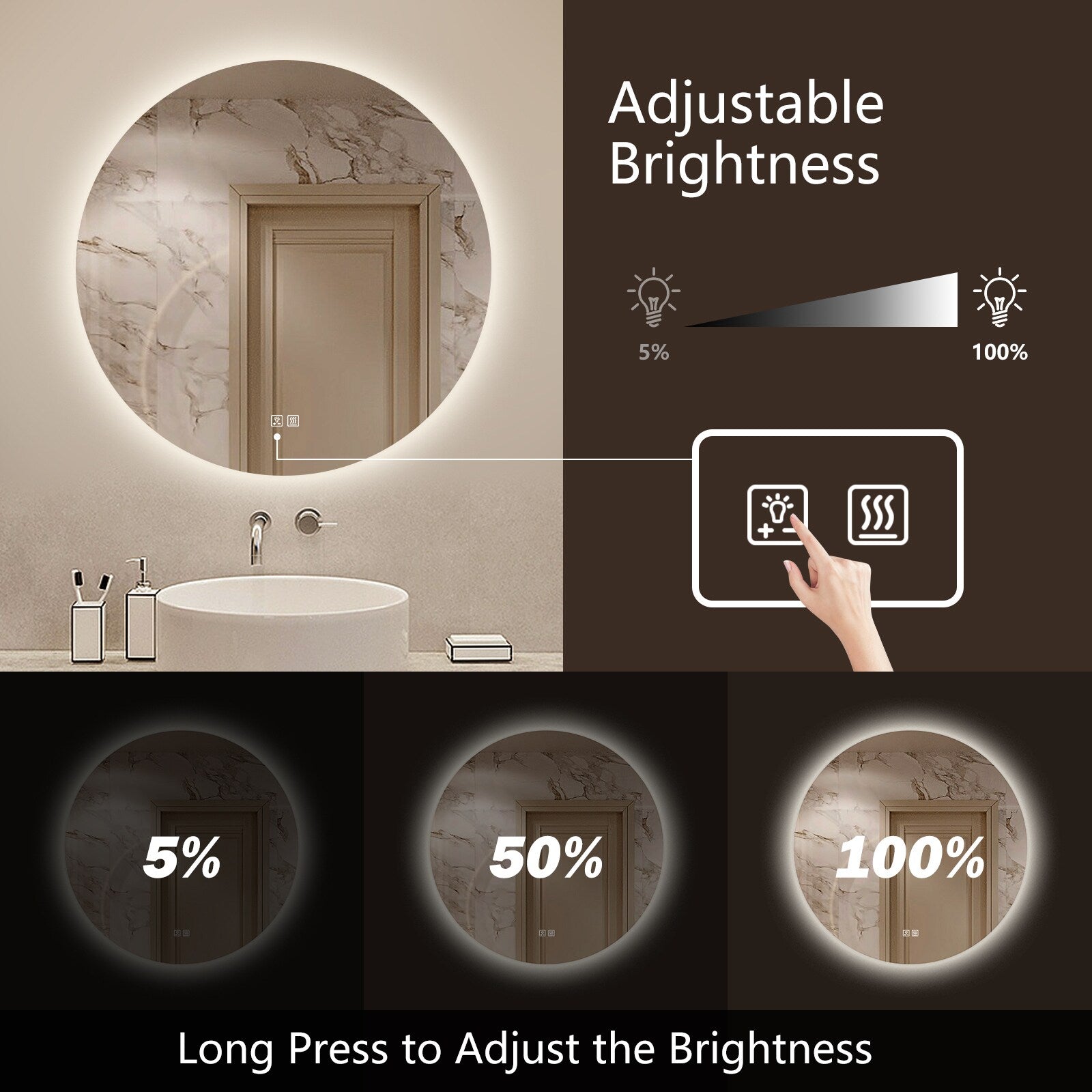 Helena 32-in Frameless LED Mirror with Defogger MA05R32TD-OL, FINAL PRICEl: $219.99 + TAX