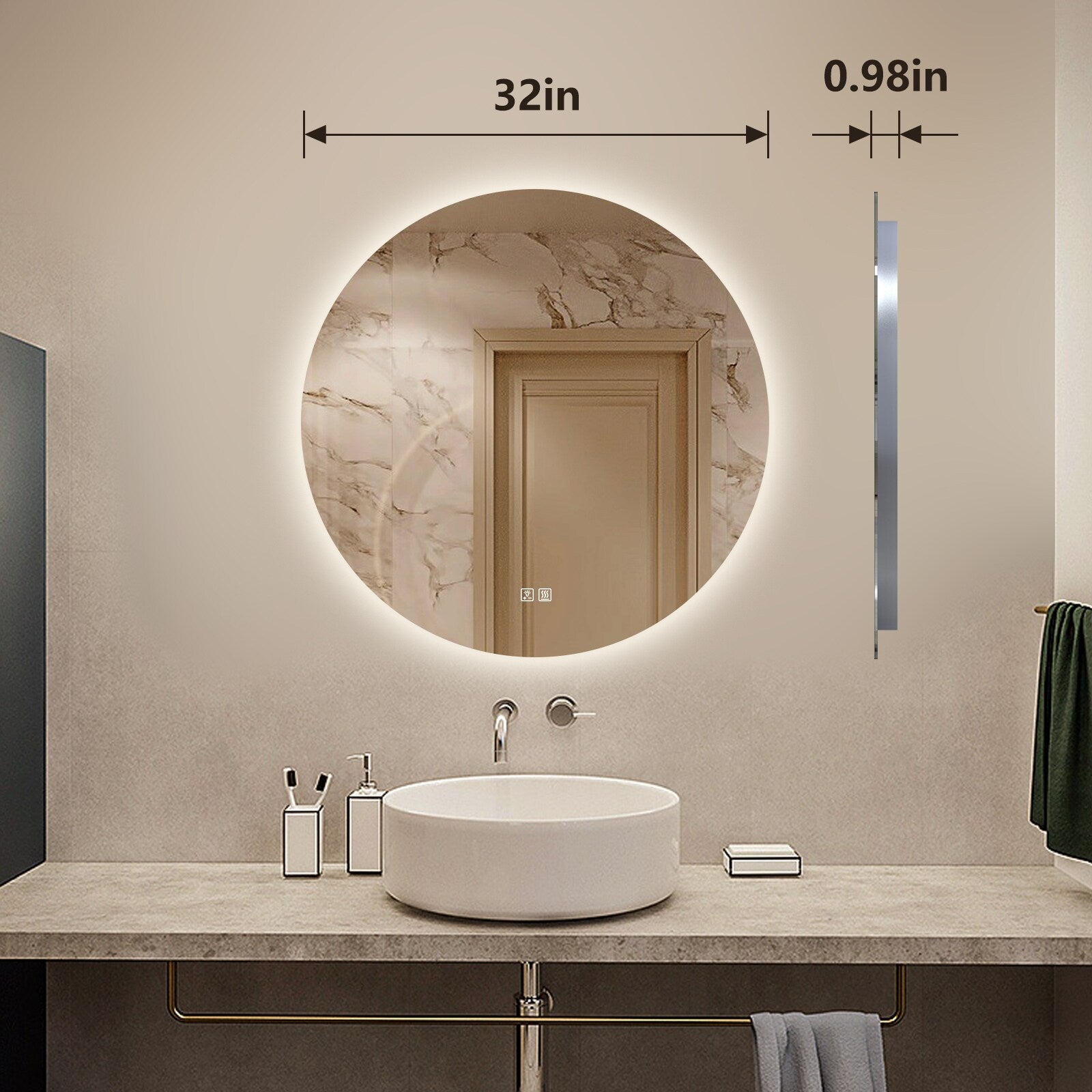 Helena 32-in Frameless LED Mirror with Defogger MA05R32TD-OL, FINAL PRICEl: $219.99 + TAX