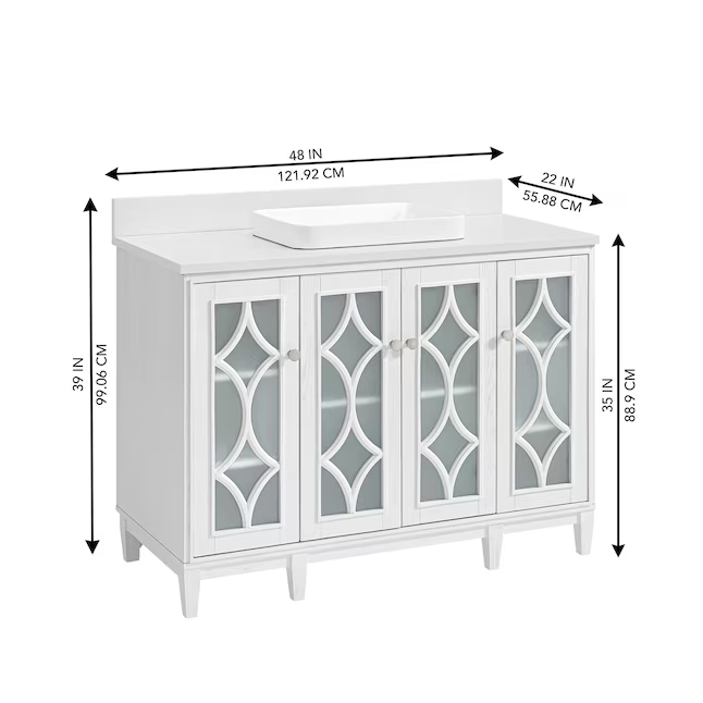 Kathy Ireland Home Southport 48-in White Oak Semi-Recessed Single Sink Bathroom Vanity with White Engineered Stone Top, 1591VA-48-241-925-SR, FINAL PRICE: $559.99 + Tax