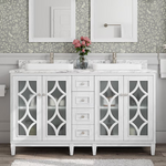 Kathy Ireland Home Southport 60-in White Oak Semi-Recessed Double Sink Bathroom Vanity with Natural Carrara Marble Top, 1591VA-60-241-900-SR, [FB270], FINAL PRICE: $1099.99 + Tax