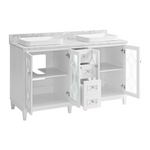 Kathy Ireland Home Southport 60-in White Oak Semi-Recessed Double Sink Bathroom Vanity with Natural Carrara Marble Top, 1591VA-60-241-900-SR, [FB270], FINAL PRICE: $1099.99 + Tax