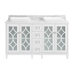 Kathy Ireland Home Southport 60-in White Oak Semi-Recessed Double Sink Bathroom Vanity with Natural Carrara Marble Top, 1591VA-60-241-900-SR, [FB270], FINAL PRICE: $1099.99 + Tax