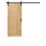 TRUporte 36-inch x 84-inch Pine Z Design Rustic Barn Door with Hardware Kit, [FB296]