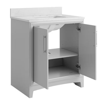 Ellen DeGeneres Norbeck 31-in Light Gray Undermount Single Sink Bathroom Vanity with Carrara Engineered Marble Top, 2342VA-31-242-925-UM, FINAL PRICE: $349.99 + Tax