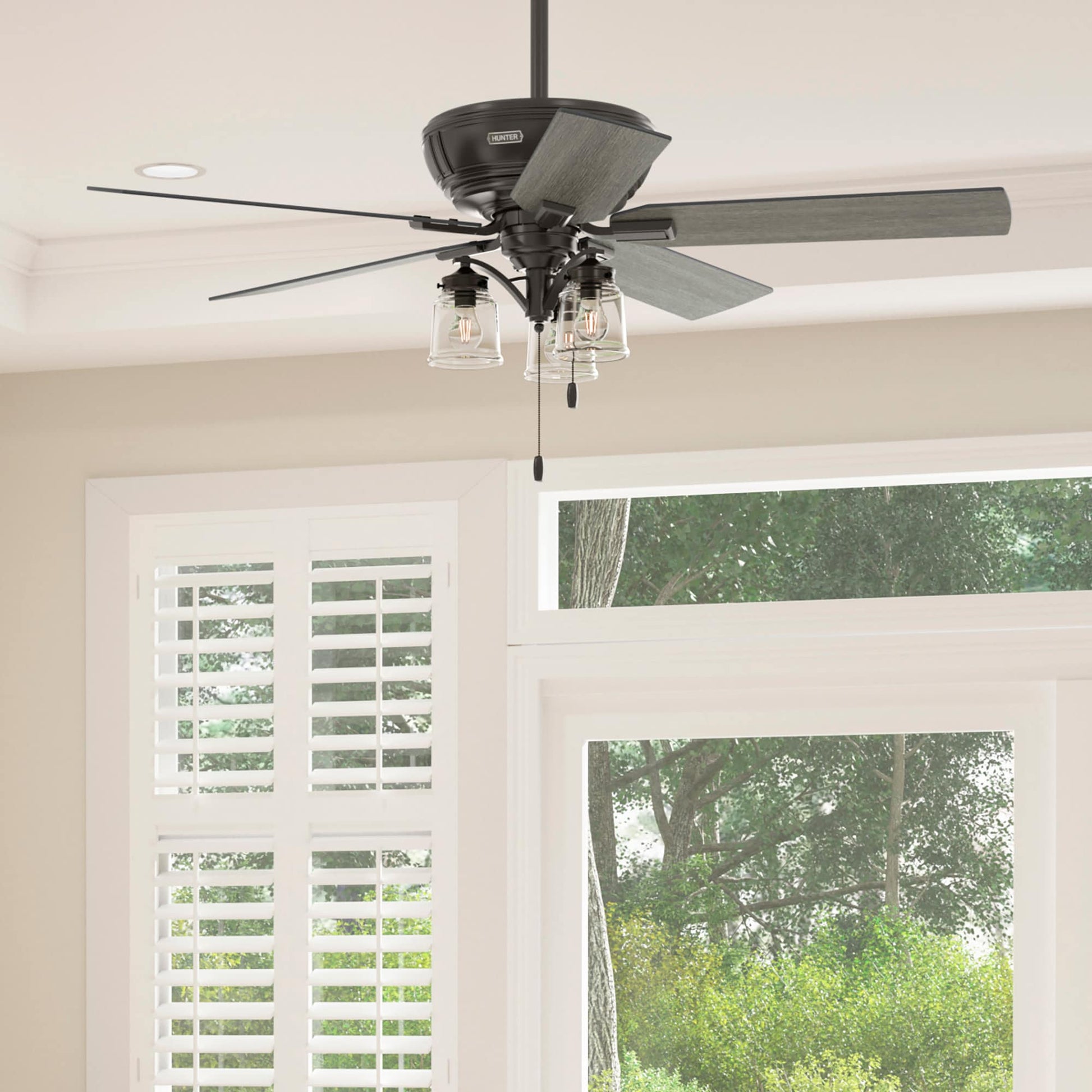 Hunter Maya 54-in Noble Bronze Ceiling Fan With Light and Pull Chain Included