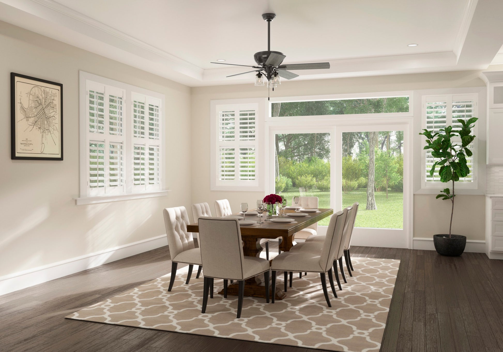 Hunter Maya 54-in Noble Bronze Ceiling Fan With Light and Pull Chain Included
