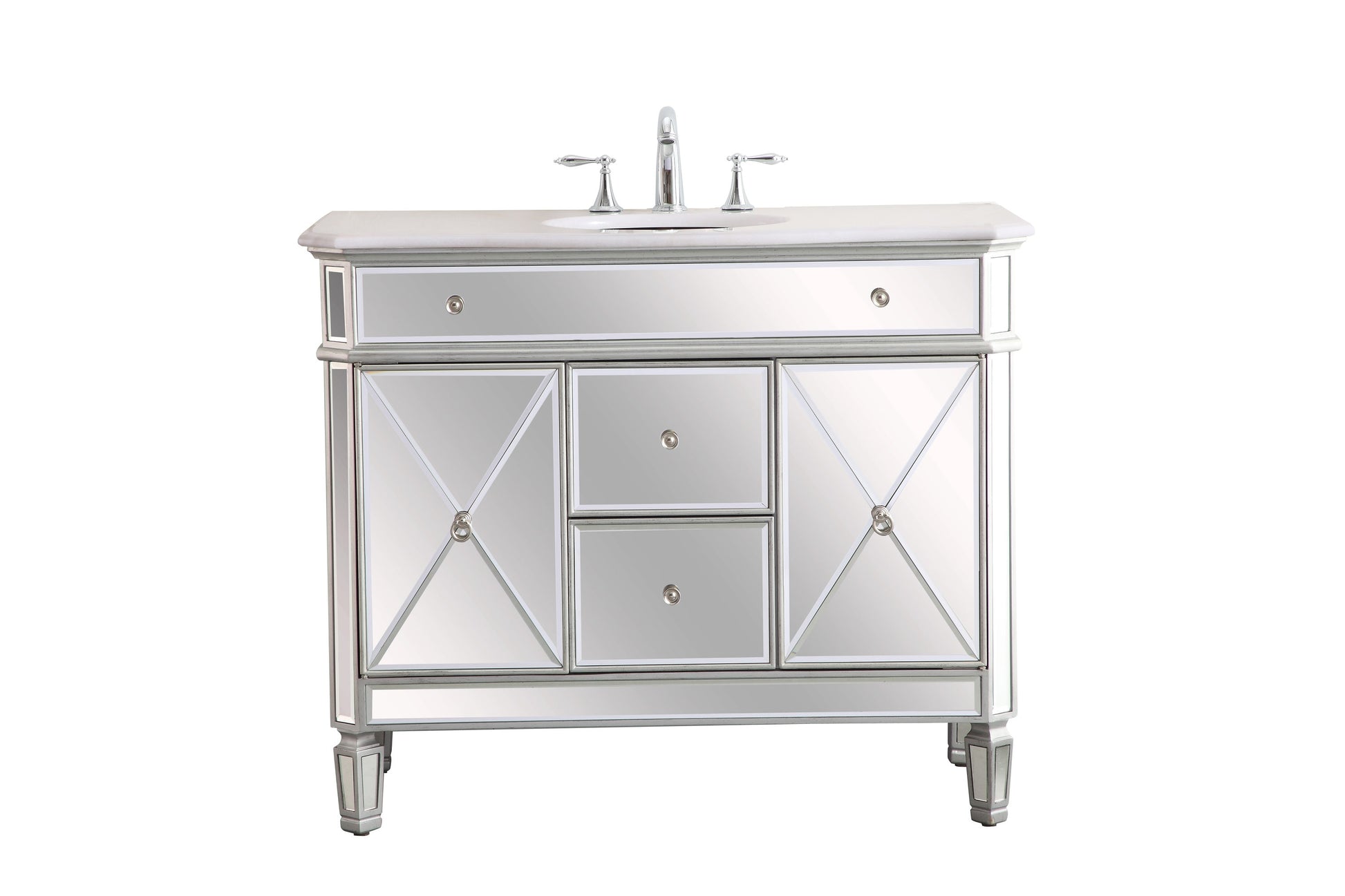 Ever Living Bravo 42-Inch Single Sink Vanity in Silver with a Carrara White Engineered Countertop, VF11042SL, FINAL PRICE: $599.99 + TAX