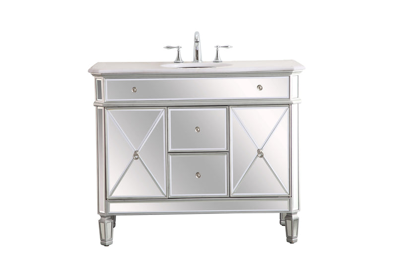 Ever Living Bravo 42-Inch Single Sink Vanity in Silver with a Carrara White Engineered Countertop, VF11042SL, FINAL PRICE: $599.99 + TAX