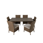 allen + roth Emerald Cove Set of 4 Wicker Brown Steel Frame Stationary Dining Chair with Cream Cushioned Seat
