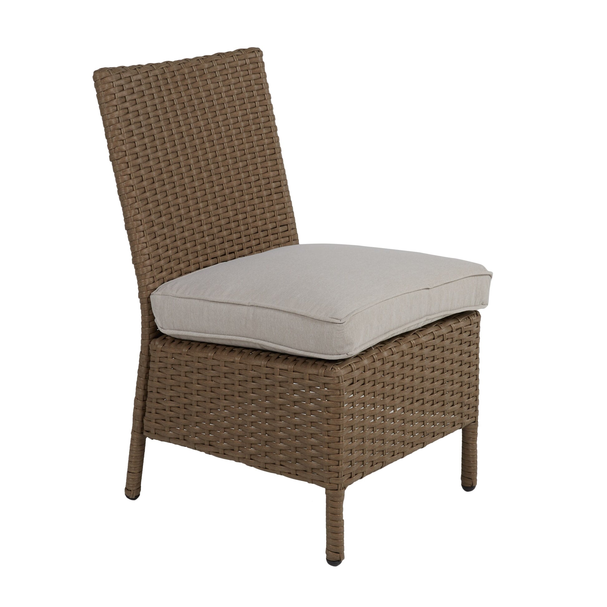 Alpine Reserve Emerald Cove Set of 4 Wicker Brown Steel Frame Stationary Dining Chair with Cream Cushioned Seat