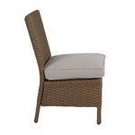 allen + roth Emerald Cove Set of 4 Wicker Brown Steel Frame Stationary Dining Chair with Cream Cushioned Seat