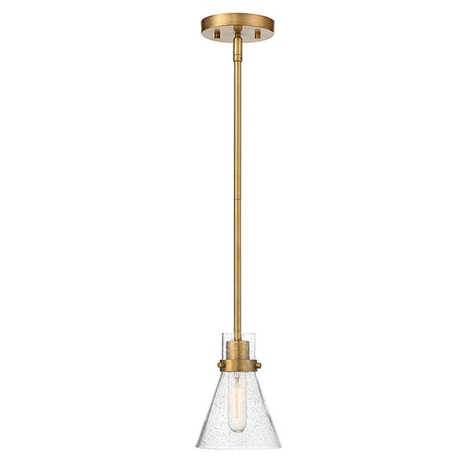 Meridian 1 Light Natural Brass Mini Pendant, M70062NB, MSRP: $104.00, WHOLESALE: $52.00, Final: $18.00, Clearance!
