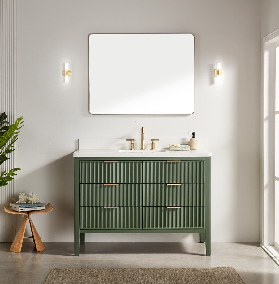 Tulip 48-in Single Sink Vanity with Engineered Carrara Top in Loden Green, Tulip13048GR, FINAL PRICE: $999.99 + TAX