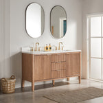 Tulip 60-in Double Sink Vanity with Engineered Carrara Top in Light Coffee, Tulip13060LC [FB317], Retail: $1,590.00, FINAL PRICE: $1,299.99 + TAX [FBM-171]