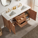 Tulip 60-in Double Sink Vanity with Engineered Carrara Top in Light Coffee, Tulip13060LC [FB317], Retail: $1,590.00, FINAL PRICE: $1,299.99 + TAX [FBM-171]