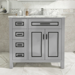 Venice 36-inch Gray Single Sink Bathroom Vanity with Carrara White Marble Top, VV236G-TV236S, Retail: $1,399.95, CLEARANCE PRICE: $599.99 + TAX